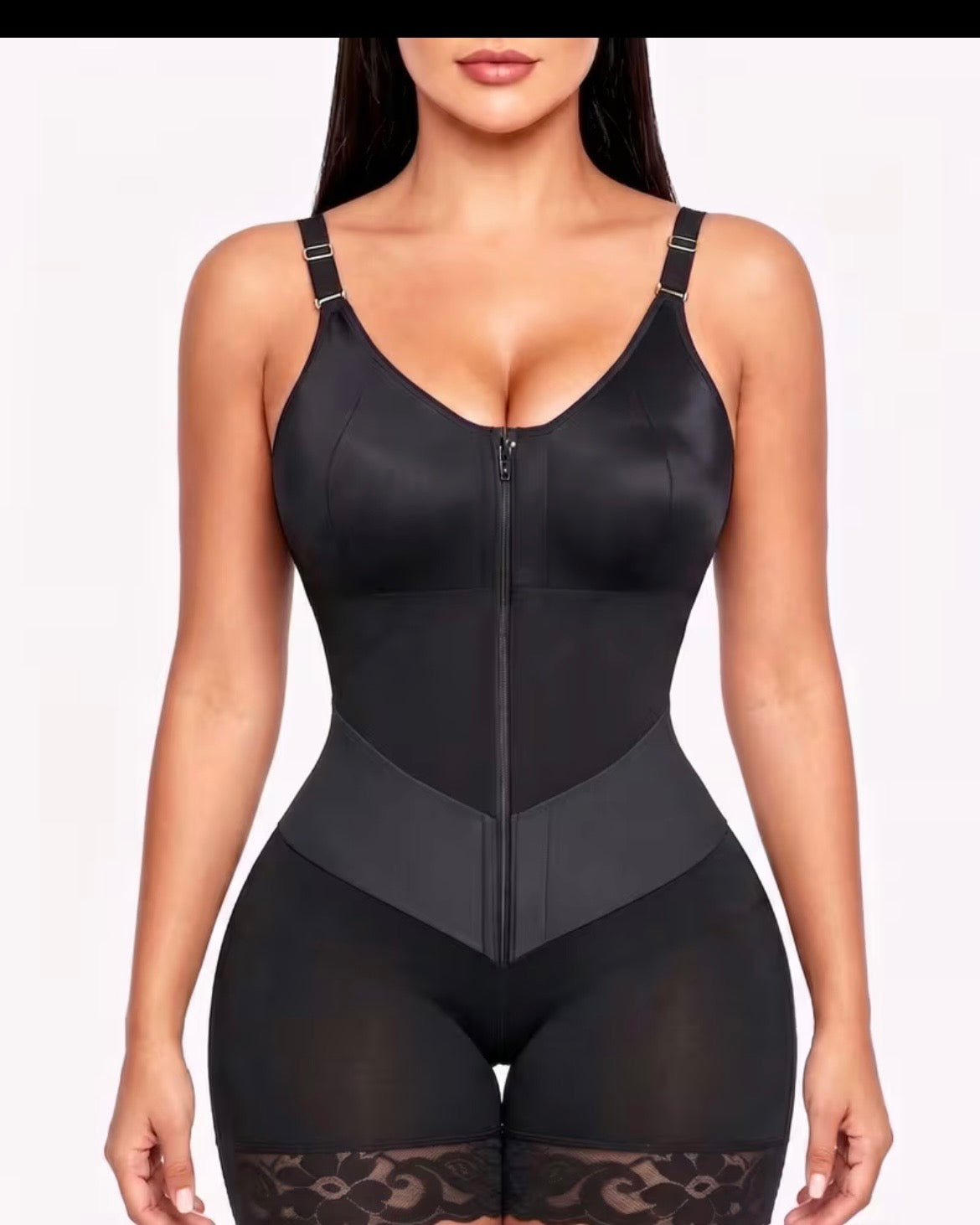 Shopéa Noir – Built-In Bust Full Body Faja with Lace Hem